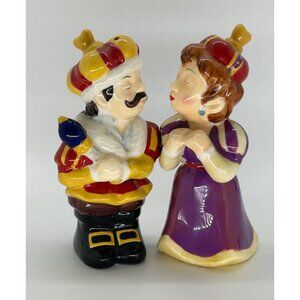 King & Queen Salt & Pepper Shakers Hand-Painted Ceramic Collectible